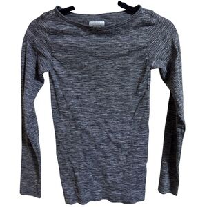 Athleta XS Gray Long Sleeve Performance Top Fitted Stretch Activewear